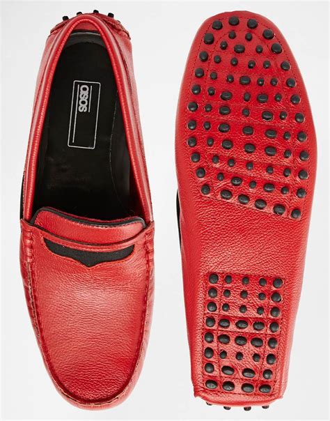 red leather driving shoes.